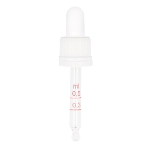 Ribbed White Assembled Tamper Evident Pipette Dropper Graduated, 0.25, 0.5, 0.75, 1.0ml, 1.0ml TPE Bulb