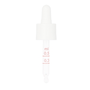 GL18 Smooth Wall Matt White Assembled Pipette Dropper TPE Bulb